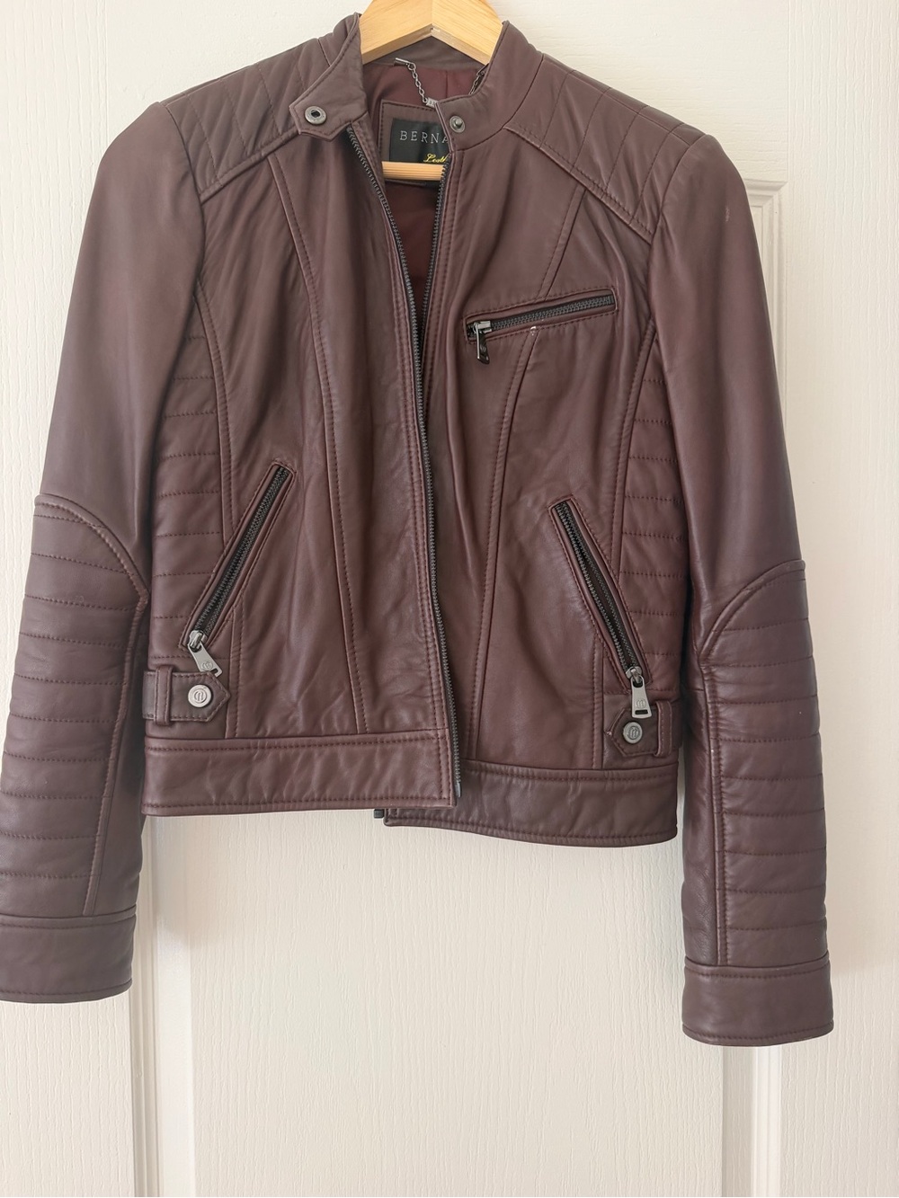 Bernardo Women's Brown Genuine Leather Moto Jacket